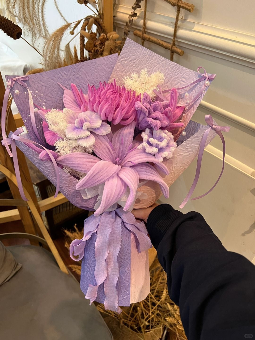 Pipe Cleaner Flower DIY Material Kit - Purple Bouquet- Beginner - Friendly with Tutorial Included