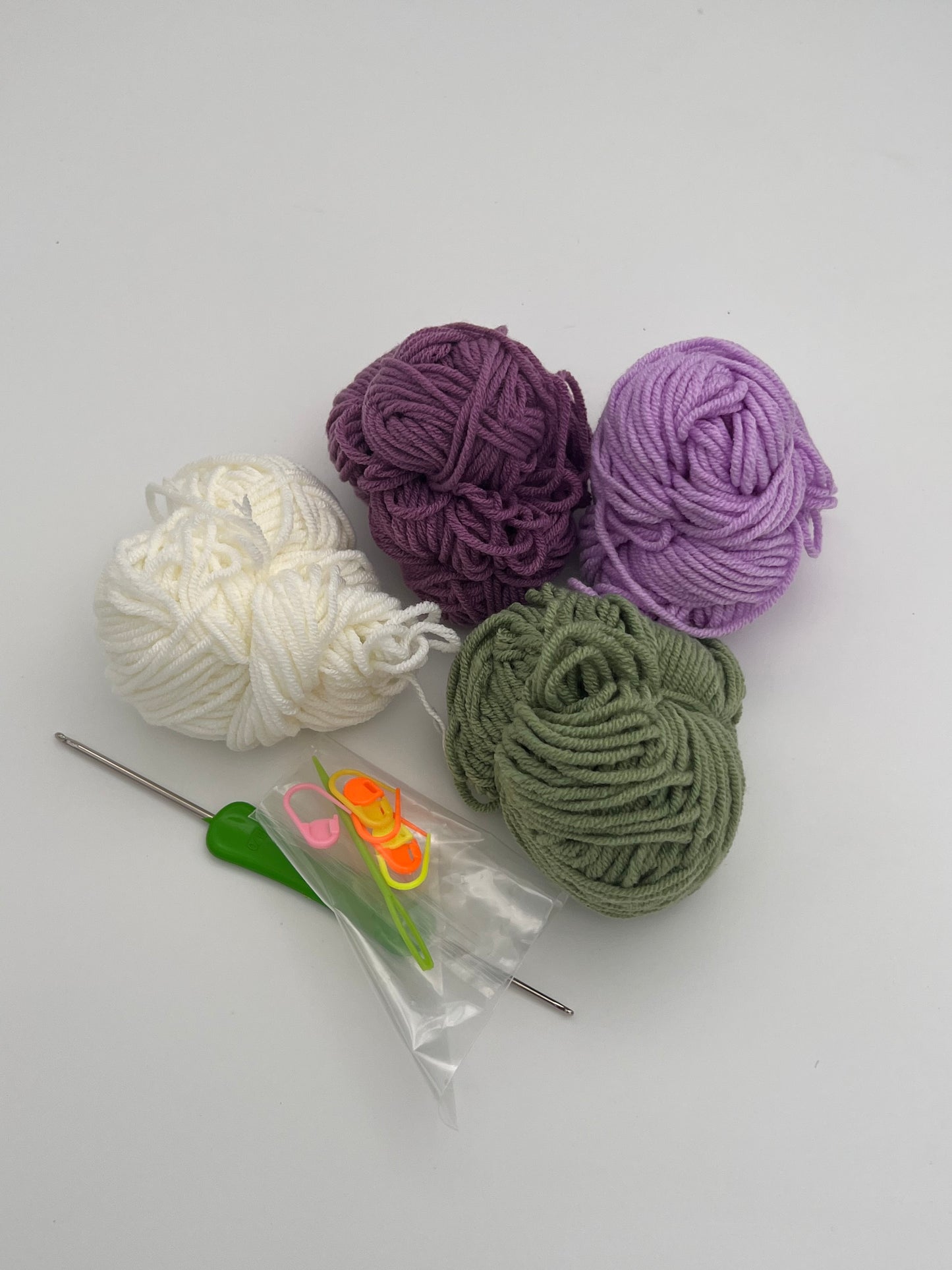 Crochet Material Kit for Purple Flower Knitted Coaster with Tools Included