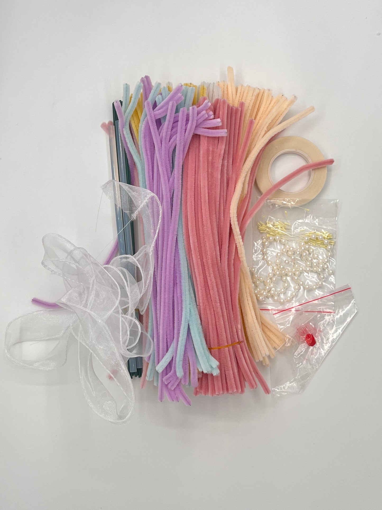 Pink and White Tulip & Rose Pipe Cleaner Bouquet - Ideal for Weddings & Valentine's Day Gifts