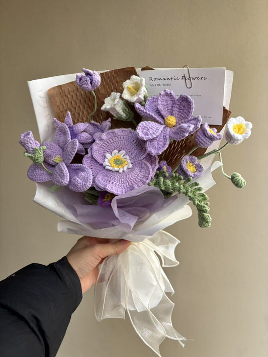 Purple Knitted Flower Bouquet (Finished Product)