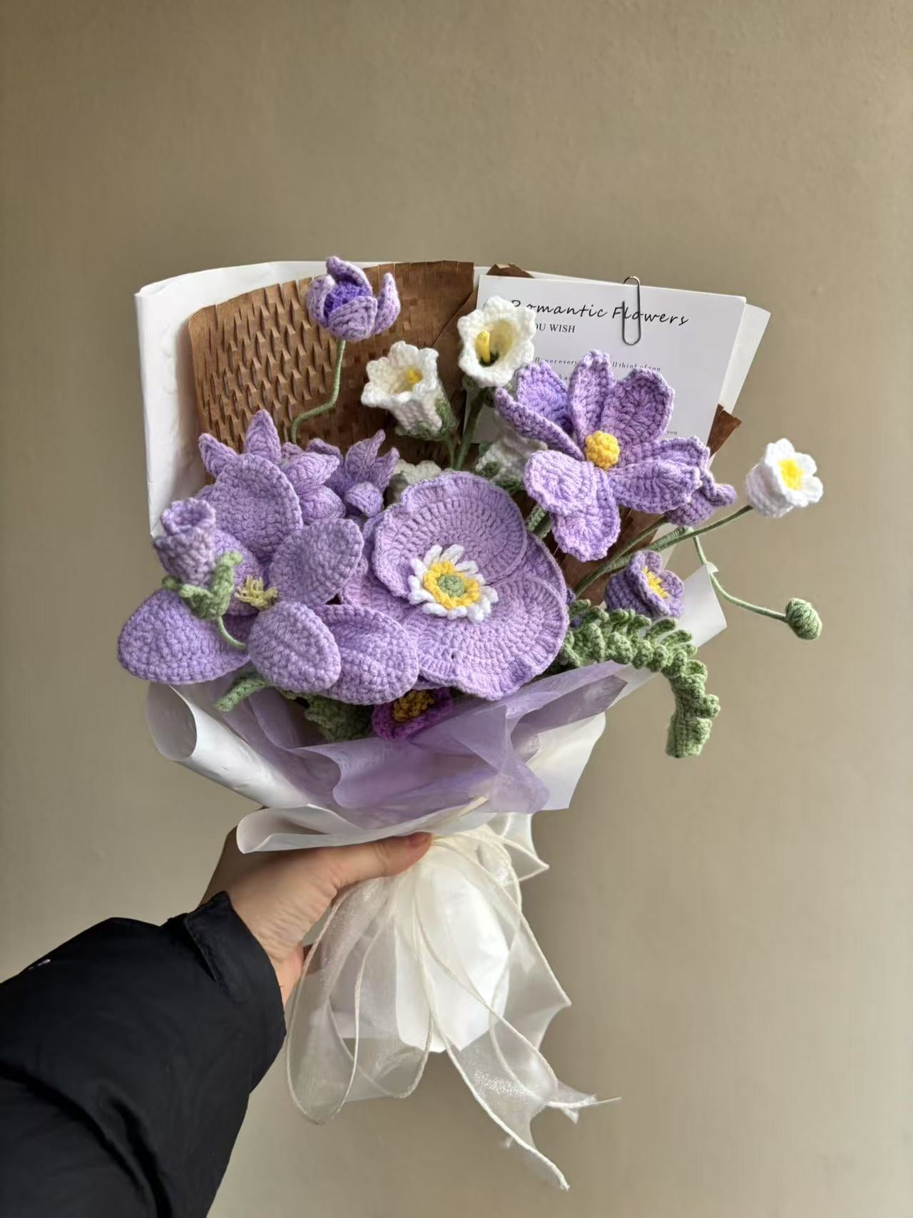 Purple Knitted Flower Bouquet (Finished Product)