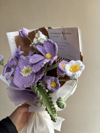 Purple Knitted Flower Bouquet (Finished Product)