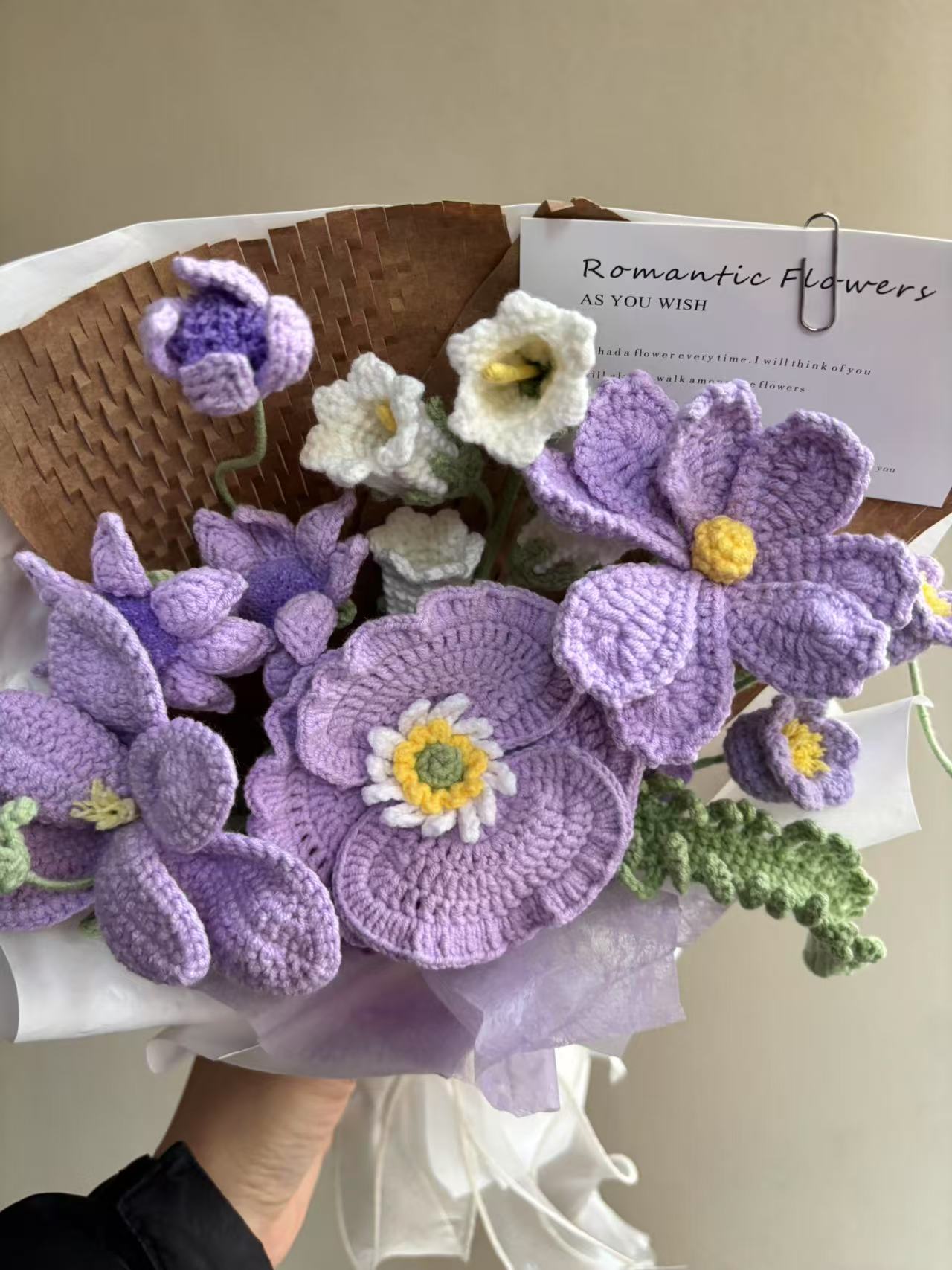 Purple Knitted Flower Bouquet (Finished Product)