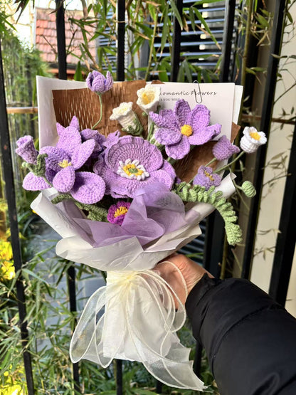 Purple Knitted Flower Bouquet (Finished Product)