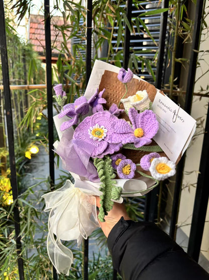 Purple Knitted Flower Bouquet (Finished Product)