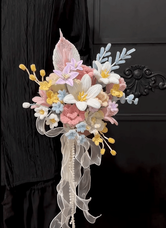 Pink and White Tulip & Rose Pipe Cleaner Bouquet - Ideal for Weddings & Valentine's Day Gifts